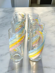 8 verres arc-en-ciel Nutella années 60/70