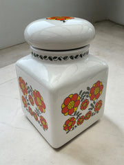 Boîte de rangement céramique vintage Flower Power signée Taunton Vale, des années 1970