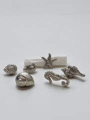 6 ronds de serviette metal thème de la mer