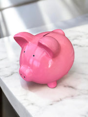 Grande tirelire cochon rose en céramique
