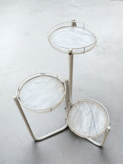 Porte plantes marbre et métal blanc vintage