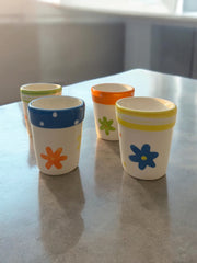 4 coquetiers colores en céramique