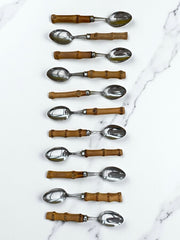 11 cuillères à dessert-café bambou inox années 70