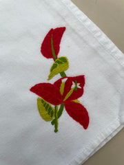 Grande nappe en tissu et 11 serviettes oiseaux brodés