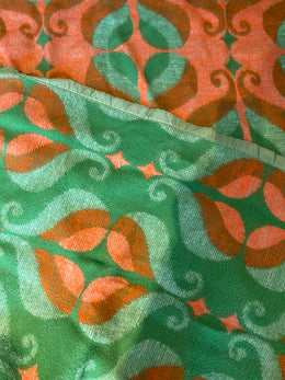 Couverte laine orange et verte vintage
