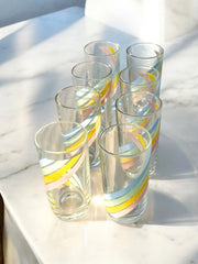 8 verres arc-en-ciel Nutella années 60/70