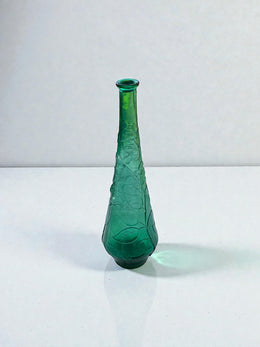 Grande bouteille ou carafe décorative verre vert, verre empoli, Italie, 1970