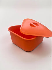 Grande boite de rangement triangulaire orange vintage Tupperware