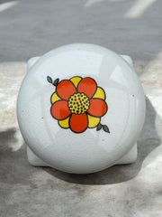 Boîte de rangement céramique vintage Flower Power signée Taunton Vale, des années 1970