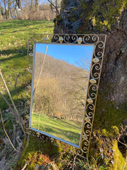 Miroir rectangulaire en métal doré thème végétal