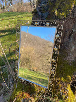Miroir rectangulaire en métal doré thème végétal
