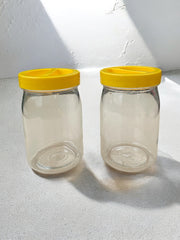 2 bocaux de conservation couvercle jaune plastique made in Italy, Borgonovo