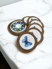 Sous-verres papillon teck