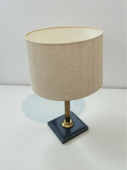 Lampe colonne laiton abat-jour lin beige