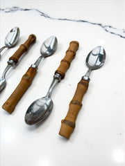 11 cuillères à dessert-café bambou inox années 70