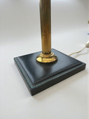 Lampe colonne laiton abat-jour lin beige