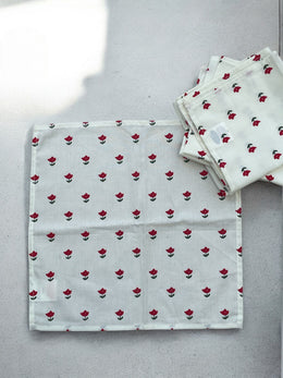 6 Serviettes en tissu coquelicots