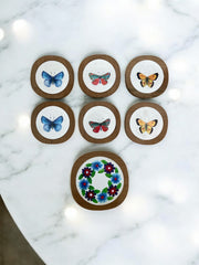 Sous-verres papillon teck