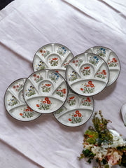 Six assiettes vintage motif fleurs sauvages, en céramique