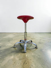 Ancien tabouret d’artiste assise rouge