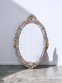 Ancien miroir en faïence