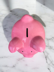 Grande tirelire cochon rose en céramique