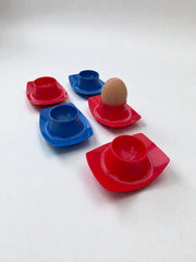 5 coquetiers vintage rouge et bleu