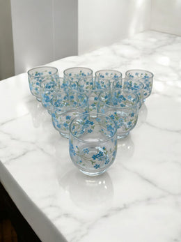 10 verres à eau myosotis Veronica Arcopal