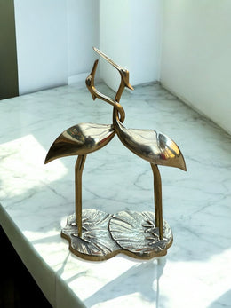 Grand couple d’échassiers en laiton