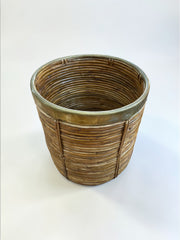 Corbeille en rotin laiton
