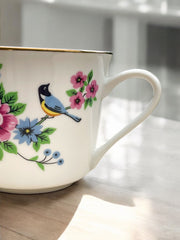 6 tasses anciennes fleurs oiseau