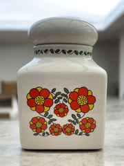 Boîte de rangement céramique vintage Flower Power signée Taunton Vale, des années 1970