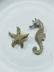 Hippocampe en céramique et étoile (cadeau) à accrocher au mur
