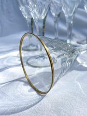 Six verres à vin bord doré