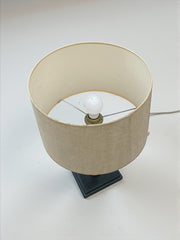 Lampe colonne laiton abat-jour lin beige