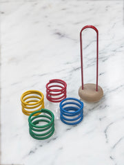 4 coquetiers ressort en metal colorés style Memphis