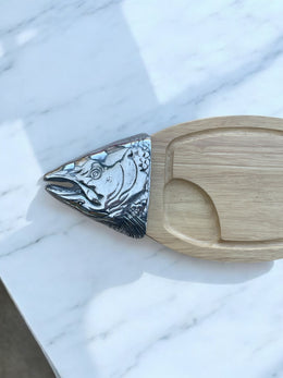 Planche à découper ou à service poisson métal et bois