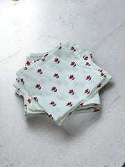 6 Serviettes en tissu coquelicots