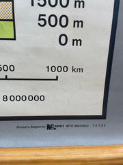 Ancienne carte scolaire Amérique du Sud montée sur bois