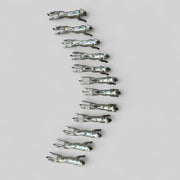 Série de 12 porte couverts métal argenté panthère