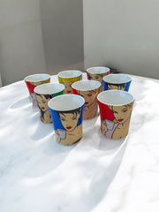 8 tasses Luc Verschuuren style pop art