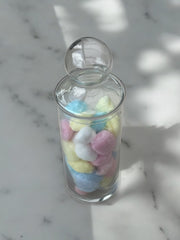 Grand pot en verre soufflé, rangement à salle de bain ou bonbonnière