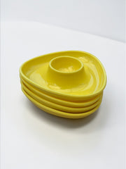 4 coquetiers jaunes triangulaires années 70