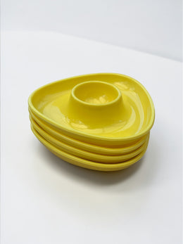 4 coquetiers jaunes triangulaires années 70