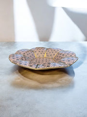 Grand plat fleurs roses en faïence Boch Frères