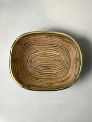 Corbeille ou vide poche rotin bord laiton années 70