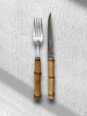 12 couverts bambou inox années 70