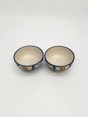 2 bols cerises bleus en céramique
