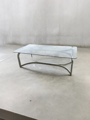 Table basse en verre et métal chromé