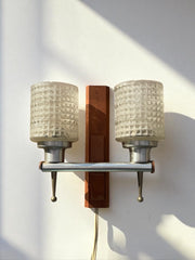 Applique murale teck et verre années 60